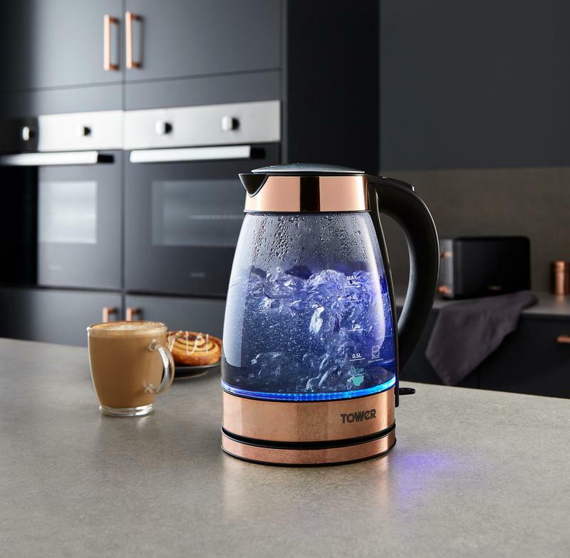 SwallowGames Buy Tower Smoked Glass 3KW 1.7L Kettle Black